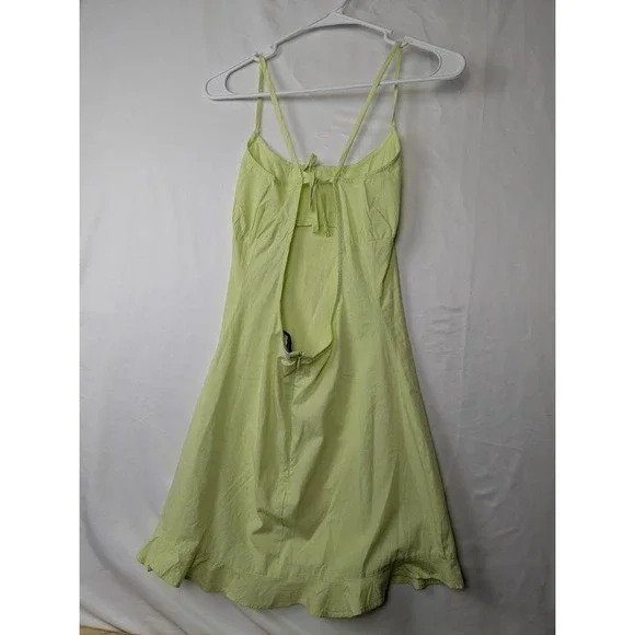 Nasty Gal Dress Girls Size 2 Lime Green Cotton Sun Dress Ruffle Open Back - Picture 6 of 7